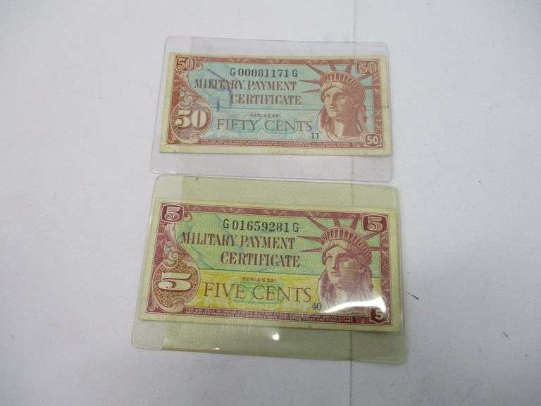 (2pc) Collectible Military Payment Certificates