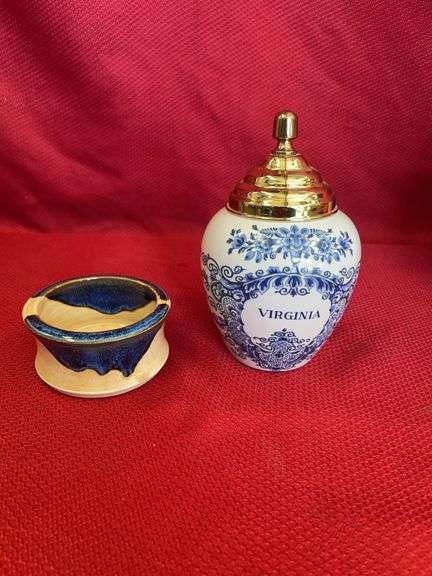 (1 Qty) Royal Goedewaagen Blue Delft Virginia Tobacco Jar (1 Qty) Pottery Bowl