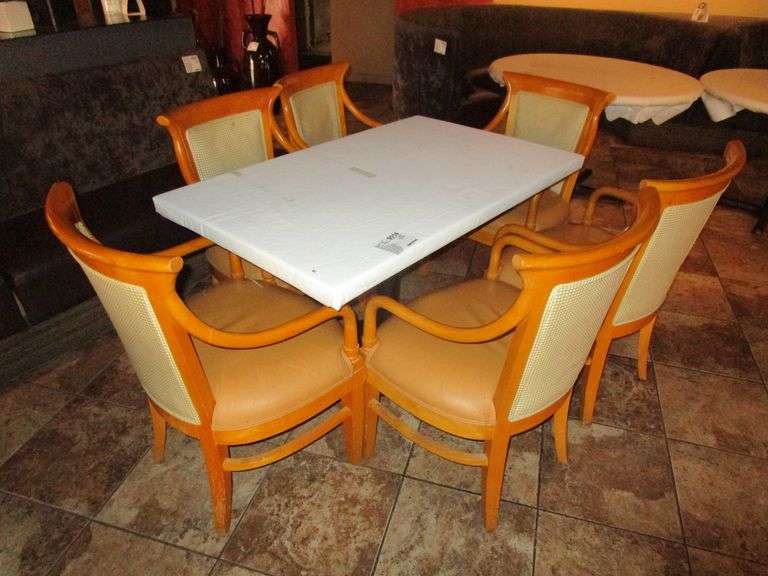 Wood and Metal Table With (6) Matching Chairs