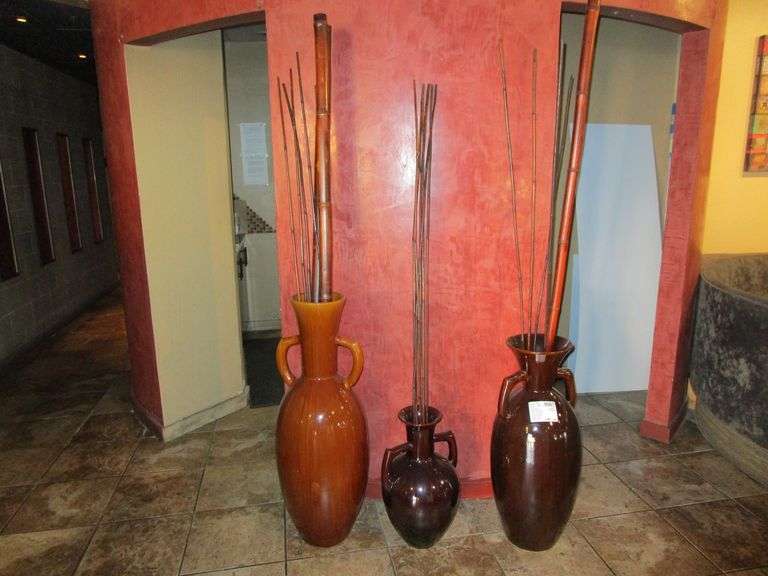 (3) Tall Decorative Floor Vases
