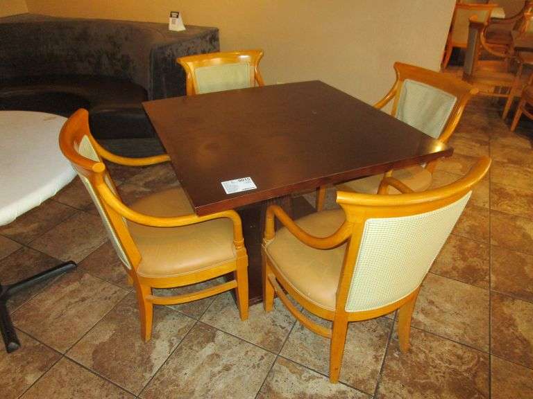 Wooden Square Table With (4) Matching Chairs