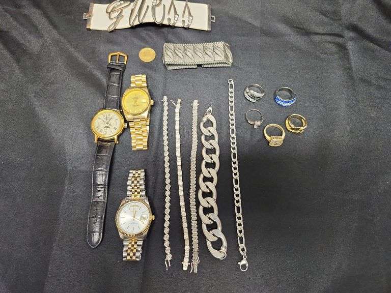 1 (Qty) Bag Of Assorted Costume Jewelry And Watches