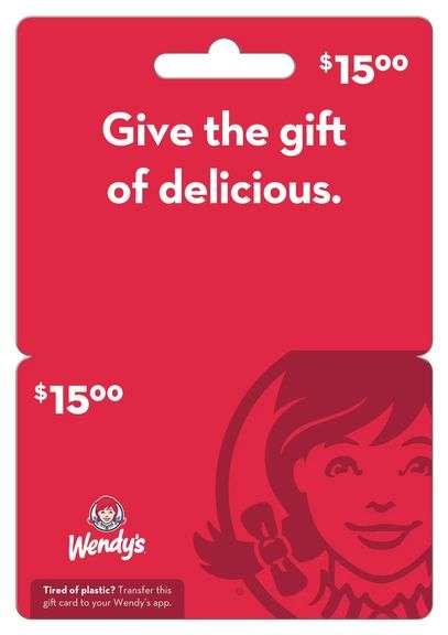(5pc) $15 Wendys Gift Cards
