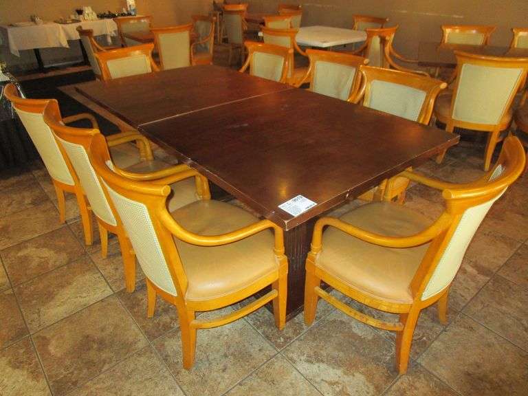 (2) Wooden Square Tables With (8) Matching Chairs