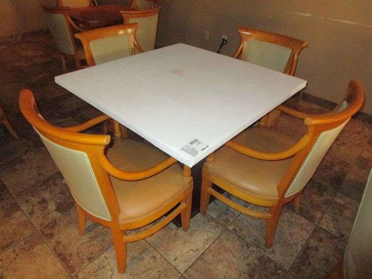Wooden Square Table With (4) Matching Chairs
