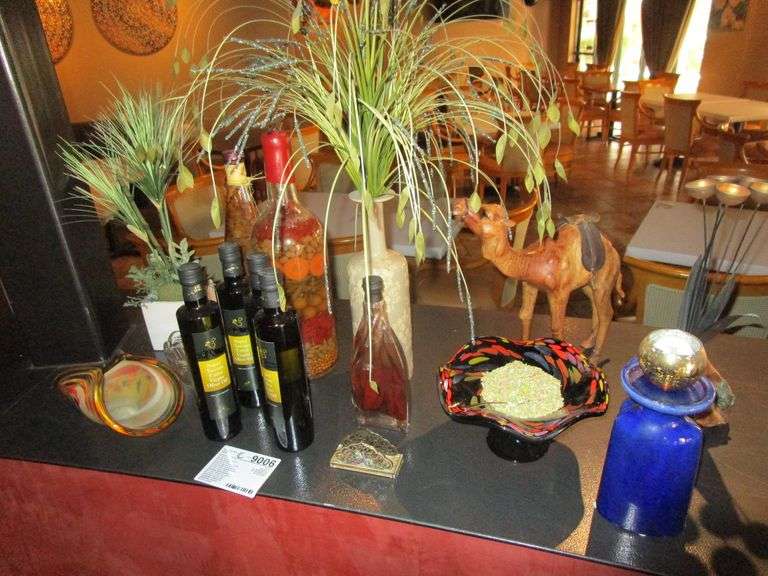 Group of Misc Decorative Items and (4) Bottles of Super Tuscan Extra Virgin Olive Oil