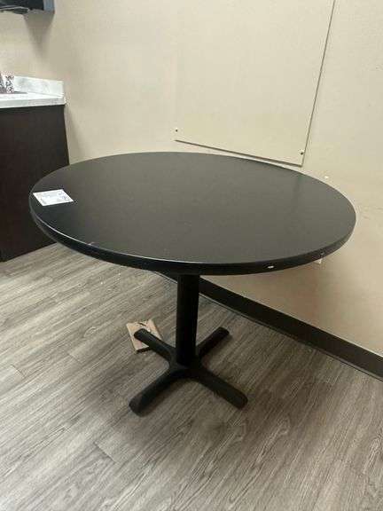 Round Wood Table with Metal Pedestal (36")