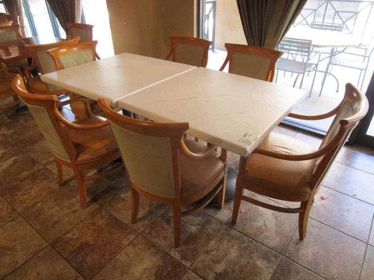 (2) Wood and Metal Table With (6) Matching Chairs
