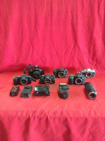 Box With Minolta/Konica/Chinon/Nikon Cameras With Accessories - Sierra ...