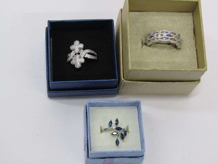 (3pc) 925 Silver Rings in Boxes