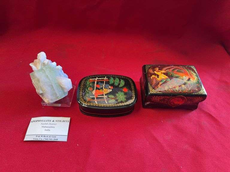 (2 Qty) Jewelry Boxes (1 Qty) Apophyllite & Stilbite Cluster
