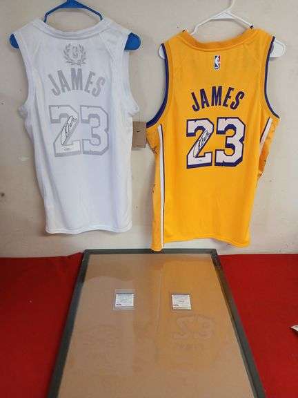 (2 Qty) LeBron James Autographed Jersey, (1 Qty) Jersey Display  Frame
