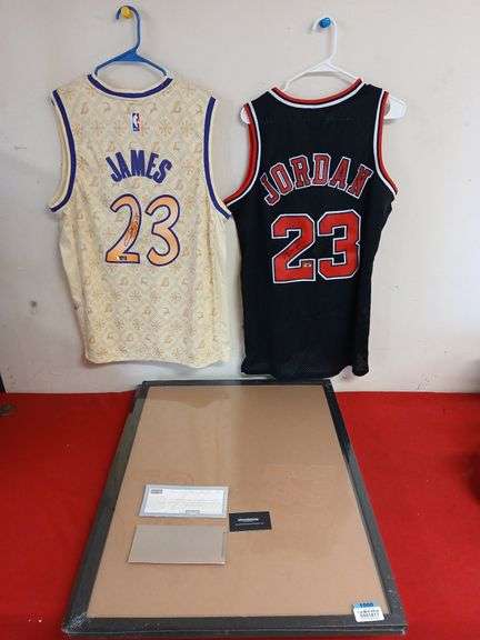 (1 Qty) Michael Jordan Autographed Jersey, (1 Qty) LeBron James Autographed Jersey (2 Qty) Jersey Di