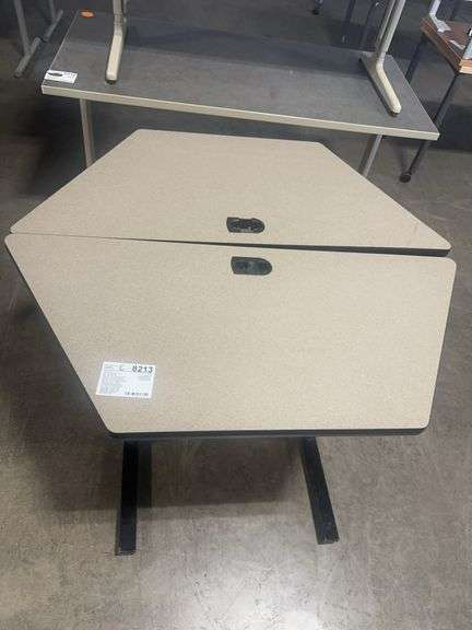 (2) Trapezoid Table with Metal Adjustable Legs