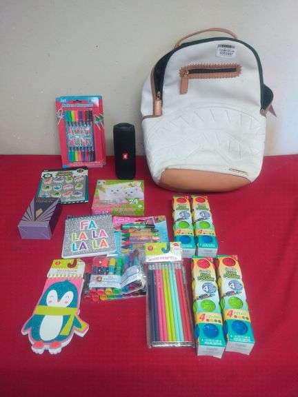 (1 Qty) JBL Flip5 Speaker, (1 Qty) Sprayground Bag, (1 Qty) Elizabeth Taylor Perfume, Various School