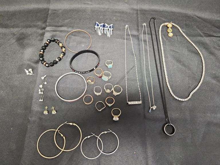 1 (Qty) Bag Of Assorted Costume Jewelry And Some Stamped 925