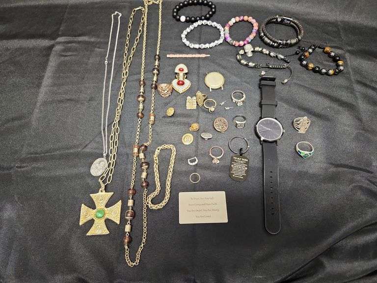 1 (Qty) Bag Of Assorted Costume Jewelry And Some Stamped 925
