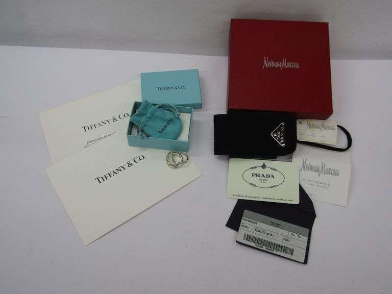 (2pc) Tiffany & Co. Sterling Silver Tri-Ring  w/Box & Papers and Prada Pouch
