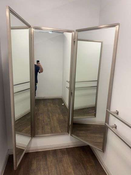 (3) (2) Dressing Room Mirrors 30” W x 72” H & (1) Tri-Folding Dressing Mirror Each Mirror is 26” W x
