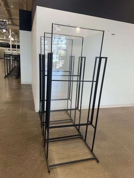 (3) Black Metal Display Rack w/Clear Plastic for Advertising Purposes