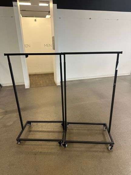 (2) Commercial Black Metal Garment Racks 32” W x 21” D x 52” H