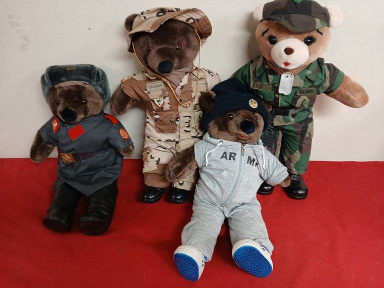 (4 Qty) Military Teddy Bears