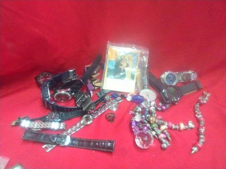 Box Of Assorted Watches, Bracelets And More