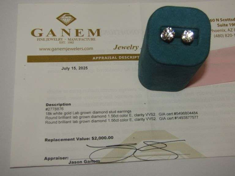 18k WG Lab Diamond Stud Earrings