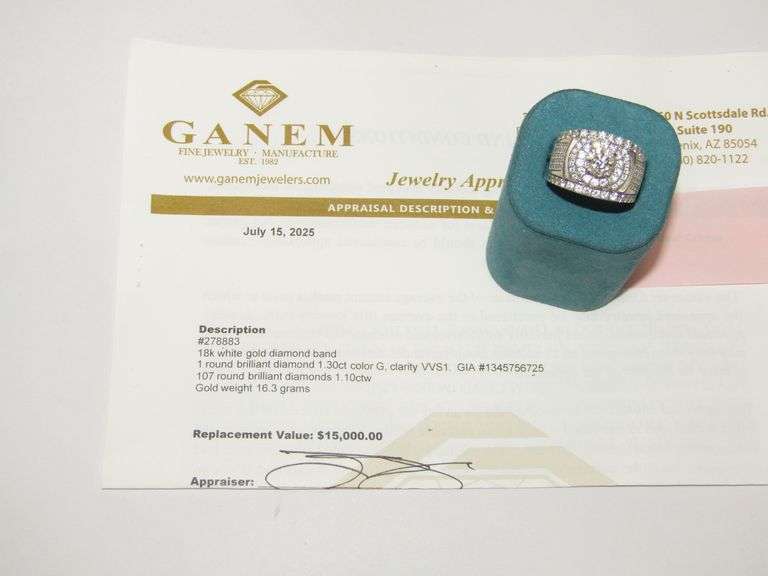 18k WG Diamond Band 16.3g W/Appraisal