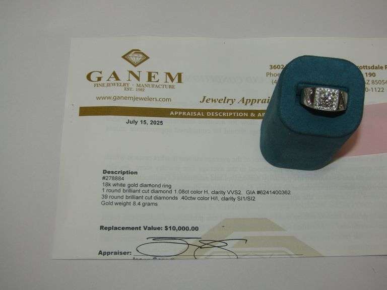 18k WG Diamond Ring 8.4g W/Appraisal
