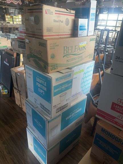 Assorted Steel Wool PAds, Straws, Multi-Fold Paper Towels, Styrofoam Cups, and More