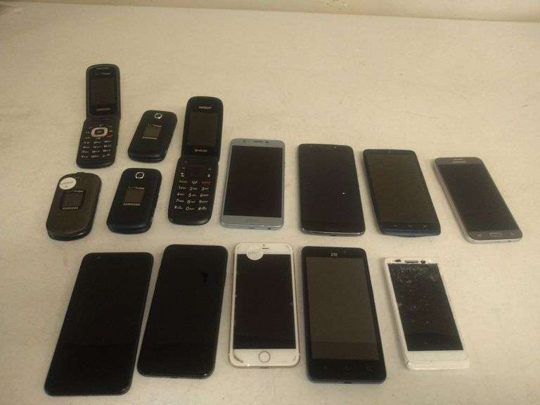(14 Qty) Various Cellphones- iPhone, Android, Flip