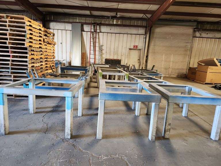Lot of (22) Heavy-Duty Custom Steel Welding & Fabrication Tables – Various Sizes