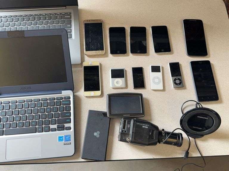 (1 Qty) Box of Assorted Electronics (ASUS Laptop, Lenovo Laptop, iPhones, iPods etc)