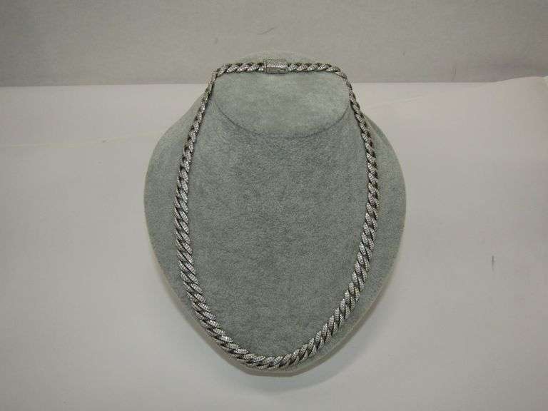 925 Sterling Silver & Moissanite Cuban Link Necklace 97g