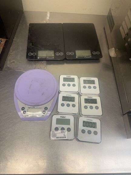 Lot Of (3) Kitchen Scales & (6) Baking Timers