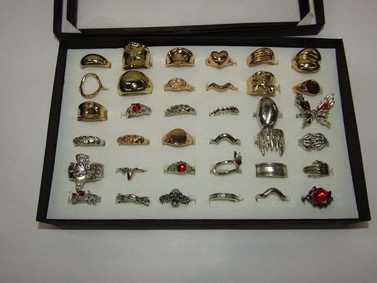 Ring Box Display w/36 Assorted Costume Rings