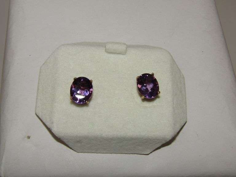 14K YG Amethyst Stud Earrings 3g
