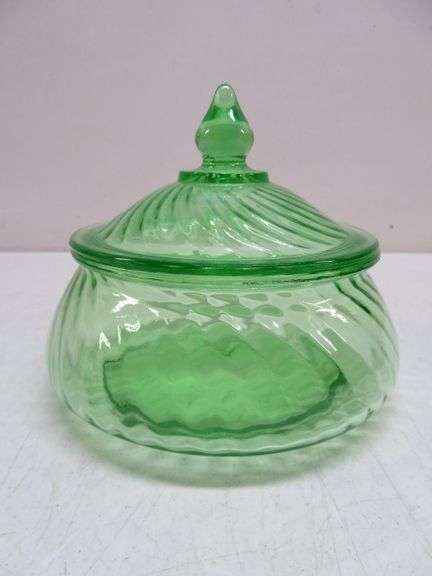 Uranium Glass Lidded Bowl