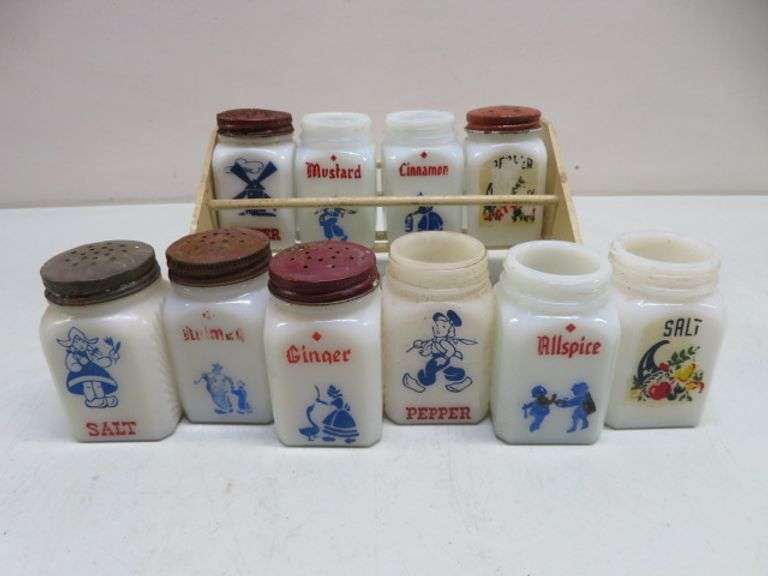 Milk Glass Spice Containers