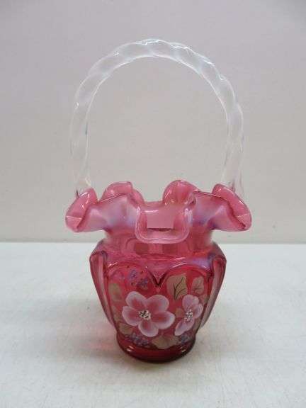 Fenton Cranberry Glass Basket