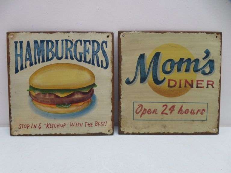 Tin "Hamburgers"/"Mom's" Signs