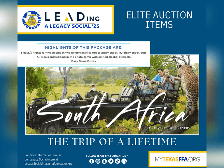 Photo Safari Trip to South Africa donated by