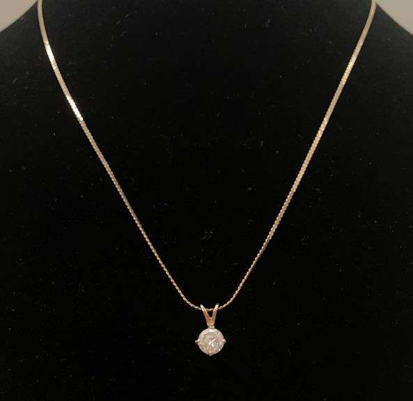 14K GOLD CZ PENDANT NECKLACE