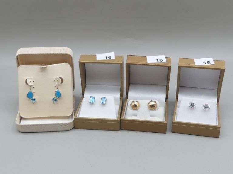 5 PAIRS 14K GOLD GEMSTONE & OTHER EARRINGS