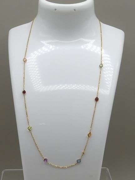 14K GEMSTONE NECKLACE - 18" LONG