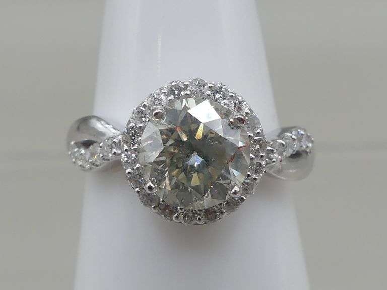 14K WHITE GOLD DIAMOND RING W/ COA