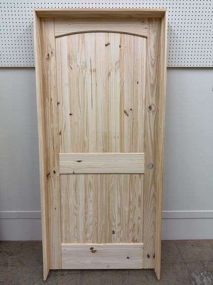 36" LH KNOTTY PINE ARCH TOP PRE-HUNG INTERIOR DOOR
