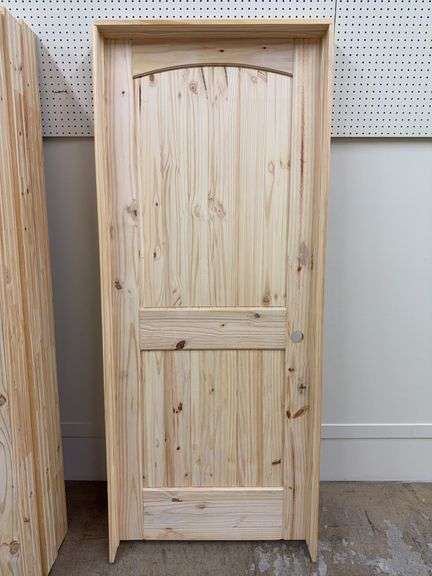 32" LH KNOTTY PINE ARCH TOP PRE-HUNG INTERIOR DOOR