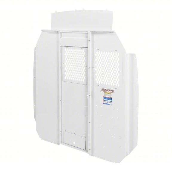 WEATHER GUARD Van Partition: Swing Open Door Panel, White, Steel, 74 1/2 in Overall Ht, High Roof